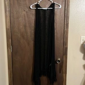 Long black mesh vest